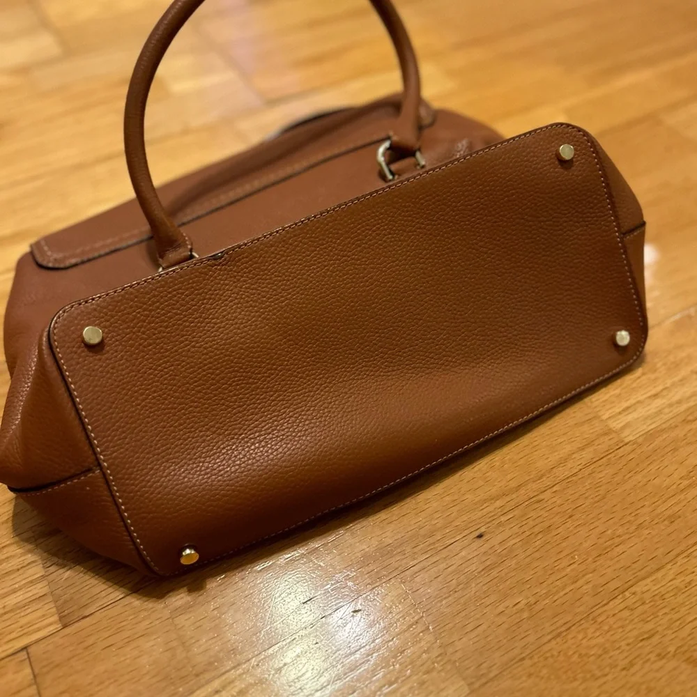 Kate Spade Tan Brown Pebbled Leather Double Handled Satchel- Mint! - Picture 9 of 10